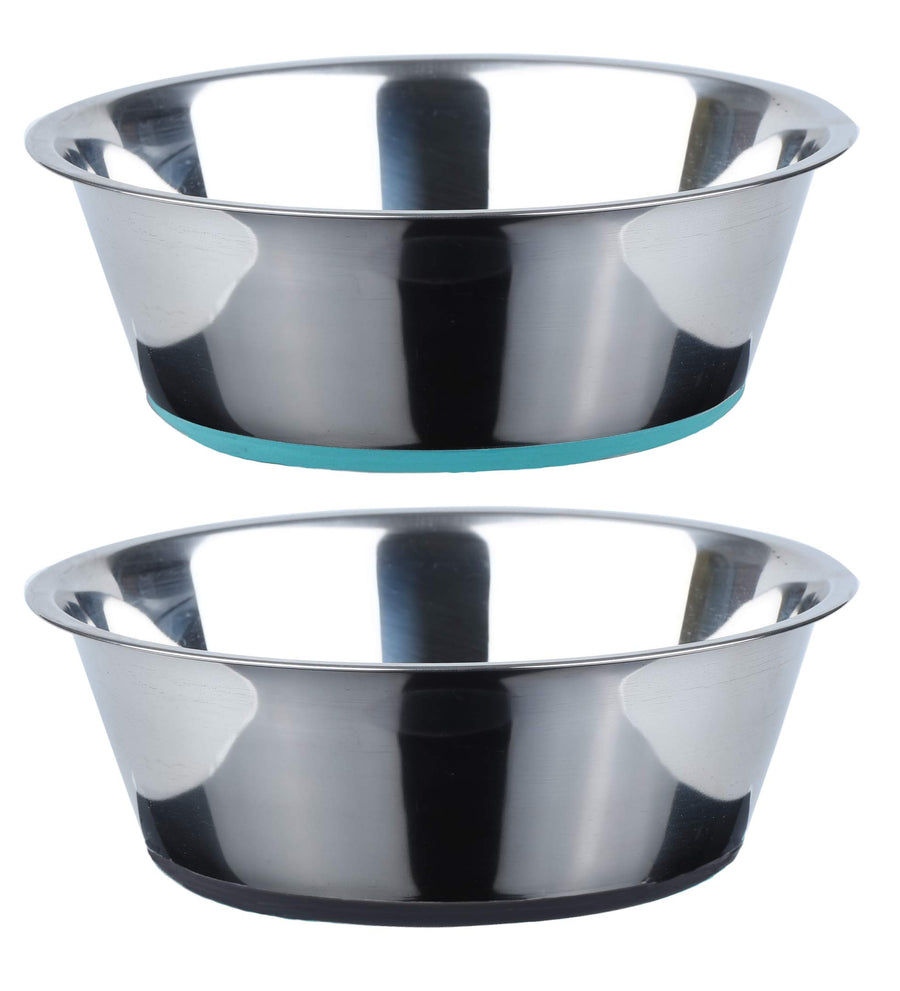 Deep Stainless Steel Anti-Slip Dog Bowls - 2-Pack, 3 Cups