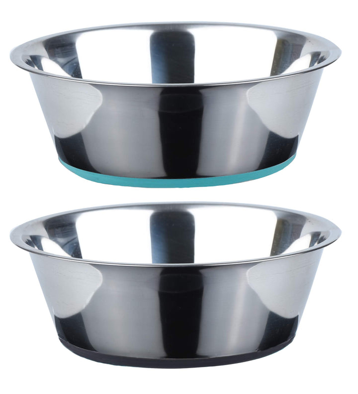 Deep Stainless Steel Anti-Slip Dog Bowls - 2-Pack, 8 Cups