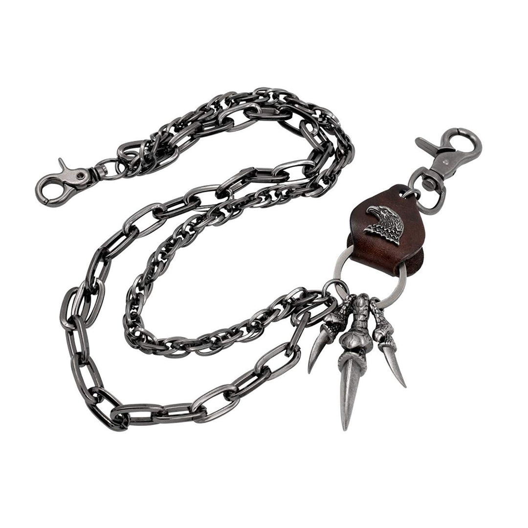 Wallet Chain For Men Fashion Hip Hop Punk Cool Hawk claw Jeans Chain,Retro Anti Theft Key Chain Pant Chain(Brown Skin Eagle Claw)
