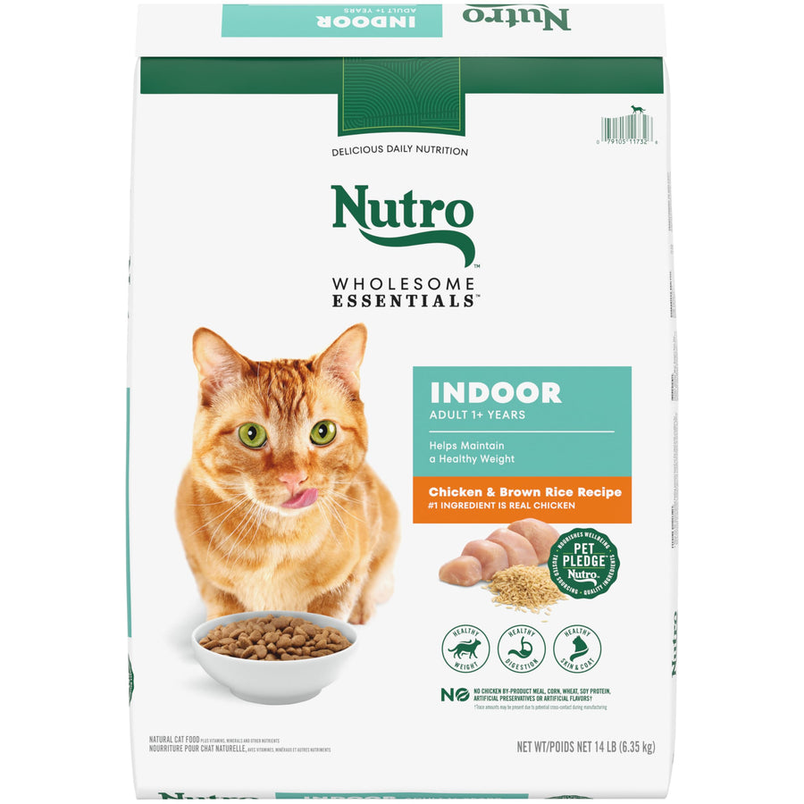 Nutro Wholesome Essentials Indoor Dry Cat Food, Chicken & Brown Rice Recipe, 14 lbs.