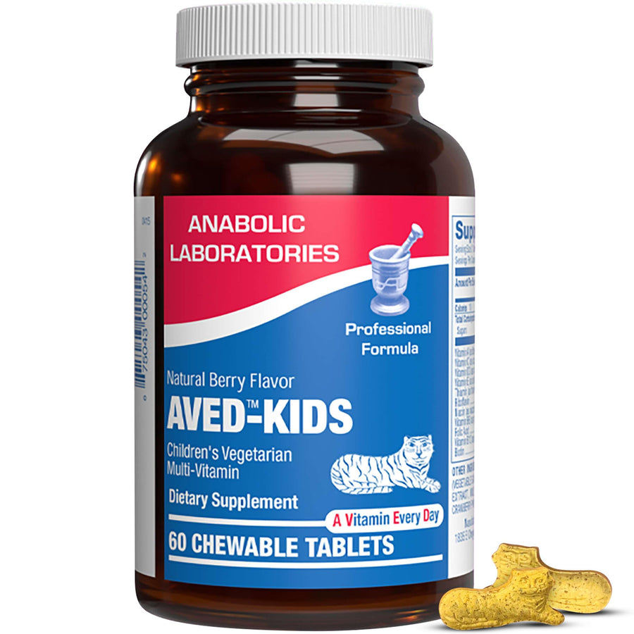 Vitamins for Kids Multivitamin with Iron - 60 Chewable Tiger Tablets with Vitamins A, B-Complex, C, D, E, Iron, Calcium, Magnesium, Zinc, and More - Natural Berry Flavor - AVED Kids
