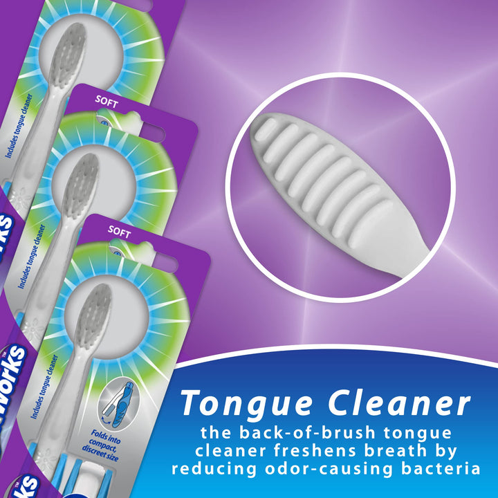 BrightWorks Folding Travel Toothbrush, Soft Bristles, 2