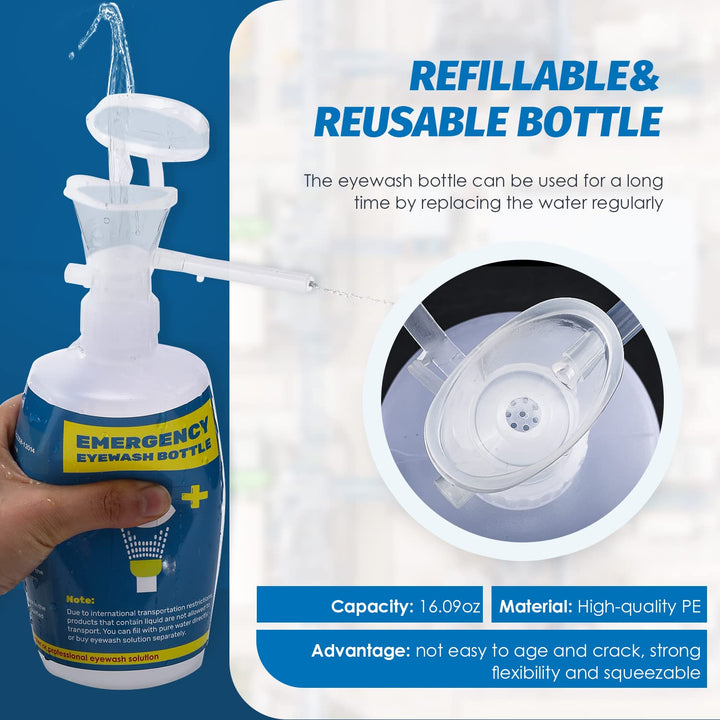 Portable Eye Wash Station with Eyewash Bottles, Emergency Wall Mount Eyewash Station, Self-contained Eye Wash Kit with Mirror&amp;16.09oz Bottles, Emergency Eye Wash Unit, NO Eyewash Solution