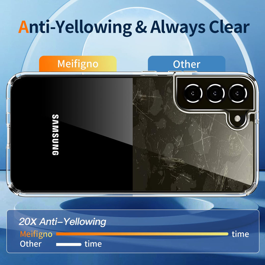 Crystal Clear Samsung Galaxy S22+ Plus Case (6.6 inch), [20X Anti-Yellow][Military Grade Protection &amp; Super Clear] Hard Back with Soft Bumper Case for Galaxy S22 Plus