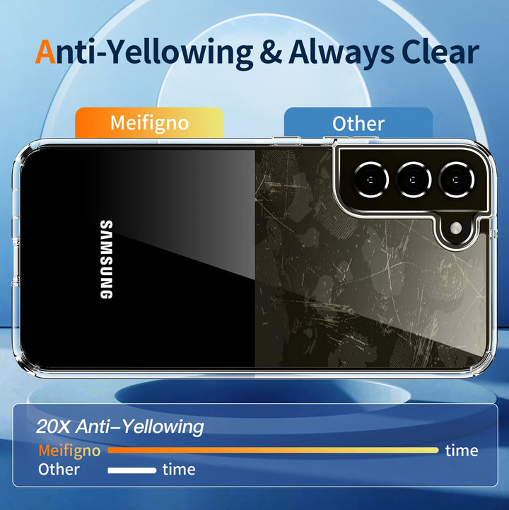 Crystal Clear Samsung Galaxy S22+ Plus Case (6.6 inch), [20X Anti-Yellow][Military Grade Protection &amp; Super Clear] Hard Back with Soft Bumper Case for Galaxy S22 Plus