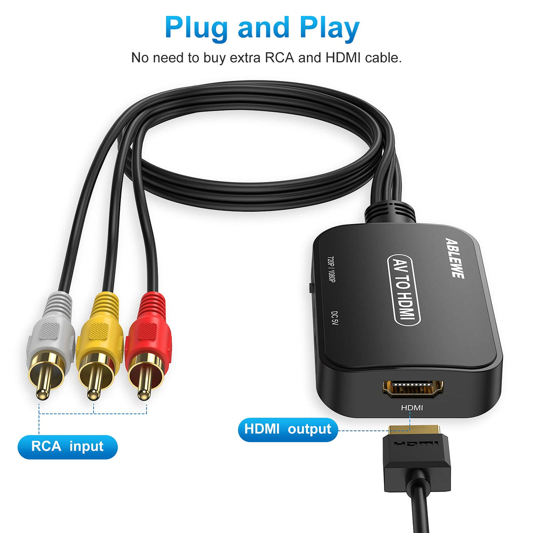 ABLEWE RCA to HDMI Converter, AV to HDMI Converter with