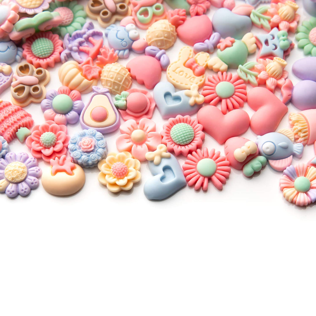 Slime Charms Cartoons Flowers Cute Set - Mixed Lot Assorted Cartoons Flowers Resin Flatback Cute Sets for DIY Crafts Making,Decorations,Scrapbooking,Embellishments,Hair Clip 25pcs