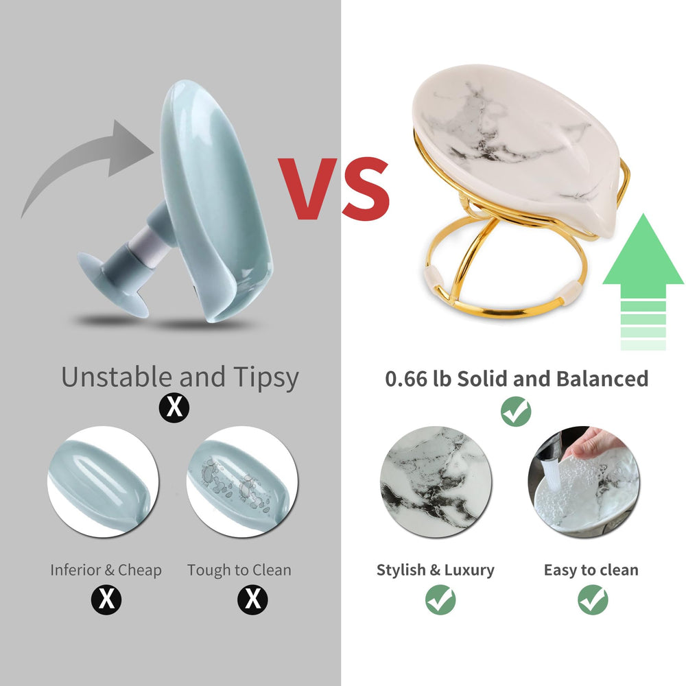 Leaf-Shaped Ceramic Soap Dish with Drain, Soap Holder, Soap Saver, Soap Tray, Bar Soap Holder, Easy Cleaning, for Shower Bathroom Kitchen Sink Bathtub, Pro-Environment White