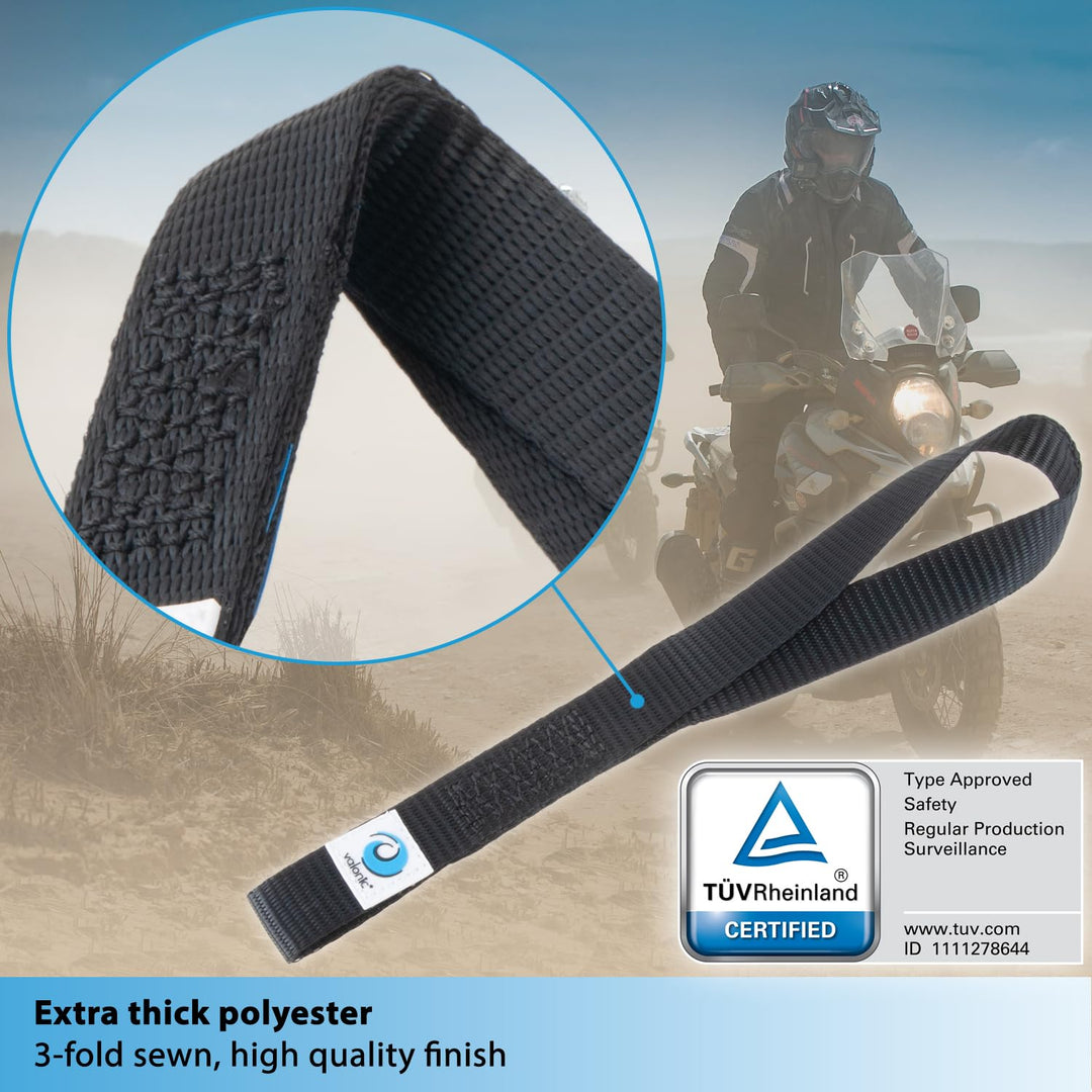 Falcon - Soft Loop tie Down Straps - 4 Pack, 4400lbs, 1 x 12, Double Stitched, Black - for Motorcycle Handlebar