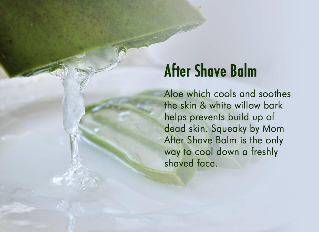 After Shave Balm - aloe which cools and soothes the skin &amp; white willow bark helps prevents build up of dead skin. After Shave Balm cools down a freshly shaved face.