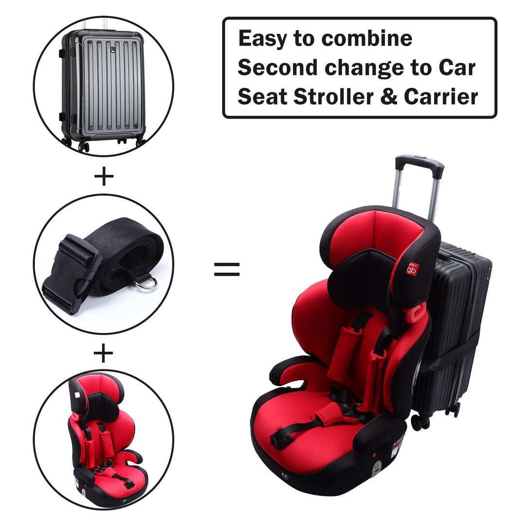 Car Seat Travel Belt,Car Seat Luggage Strap,Converts Car Seat and Luggage Into a Car Seat Stroller—Reduces Weight,Includes a Luggage Tag (Black)