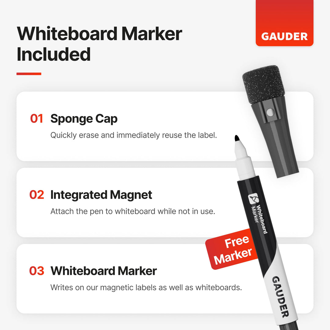 Magnetic Dry Erase Labels | 90x Magnetic Labels (3 Inches x 1 Inch) | Dry Erase Magnets for Classroom, Whiteboard and Blackboard