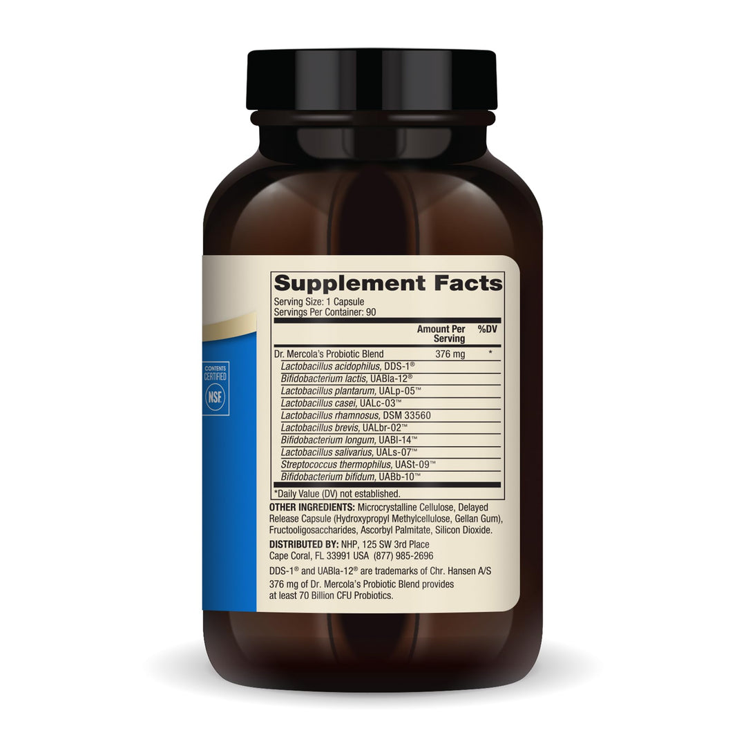 Complete Probiotics 70 Billion CFU, 90 Servings (90 Capsules), Dietary Supplement, Supports Digestive Health, Non GMO, NSF Certified