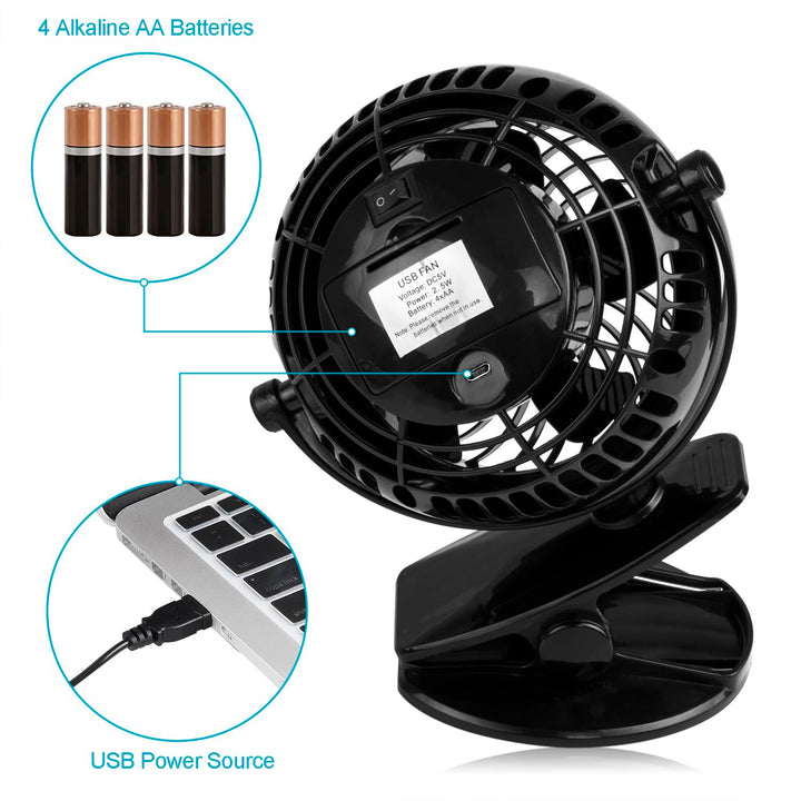 Gazeled Clip on Fan Battery Operated, 360° Rotation, wi