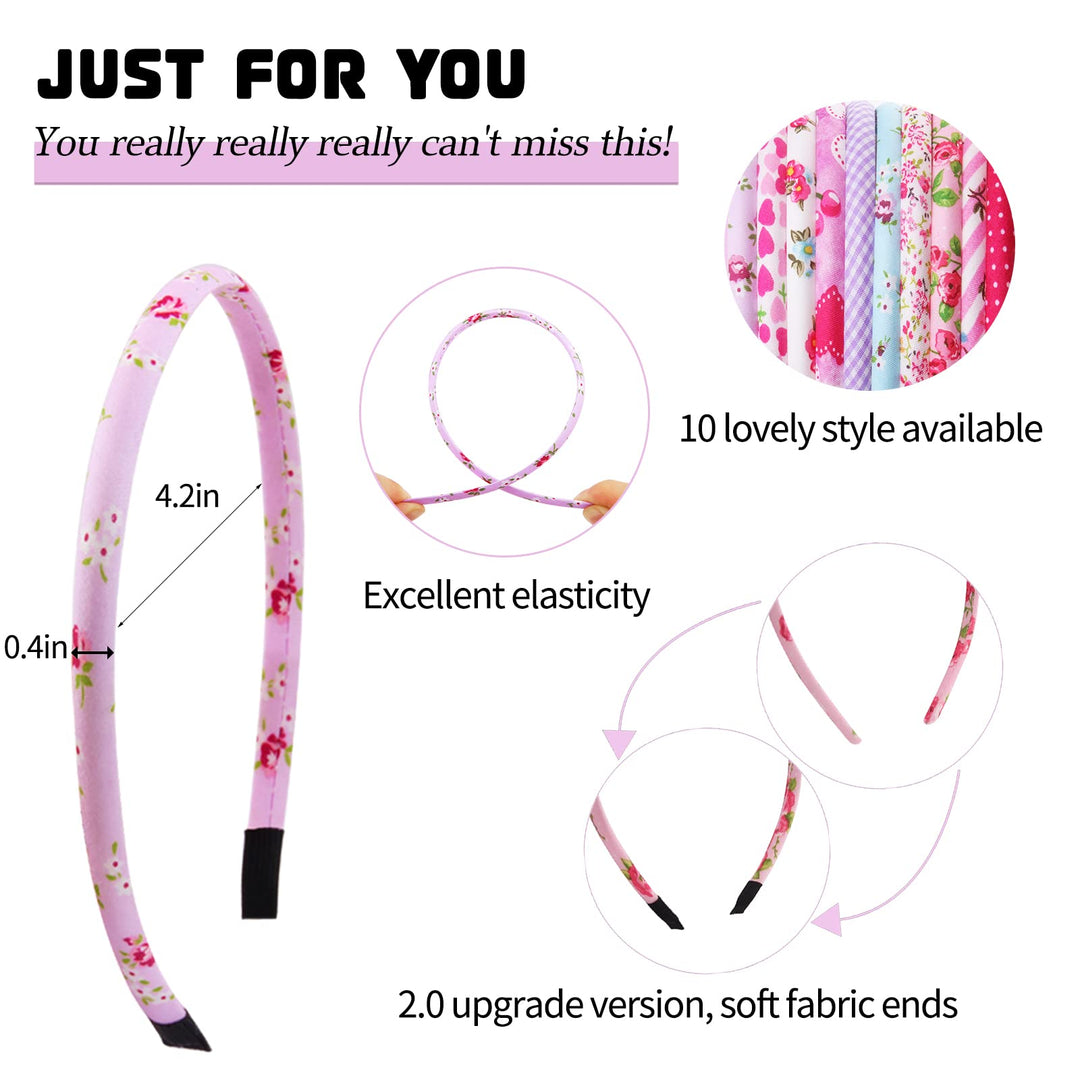Girls&#39; Flora Stripe Heart Alice Hair Band Girls headbands For Girls Value Pack(Assorted 10pcs per Pack)