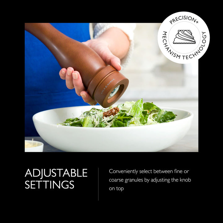 Cole &amp; Mason 12.5-inch Forest Capstan Pepper Mill - Adjustable Pepper Grinder - Refillable Spice Tools - Hand Wash Kitchen Tools - Beech Wood