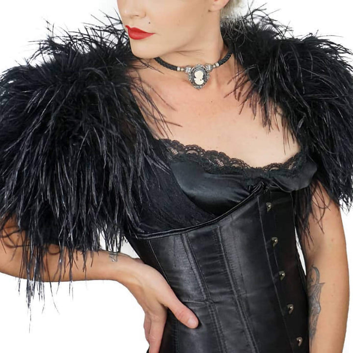 Natural Ostrich Feather Fringe Trim - Feathers Sewing Crafts Decor for Dress Costume 4-6 inches 2 Yards (Black)