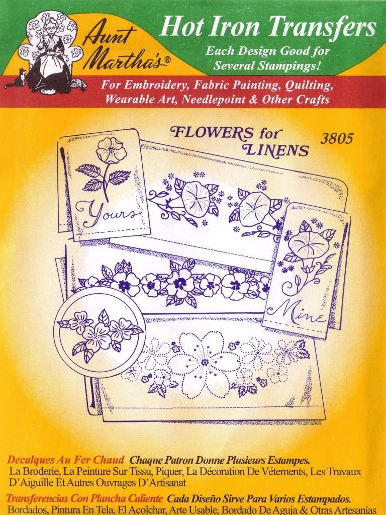 Flowers for Linens Hot Iron Embroidery Transfer Pattern