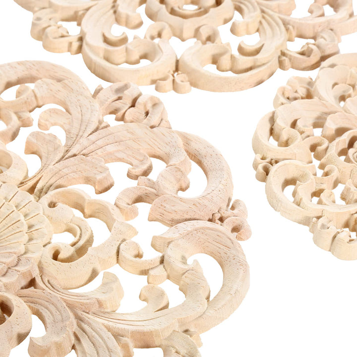 MUXSAM Round Wood Appliques Onlays, 2-Pack Unpainted Wo