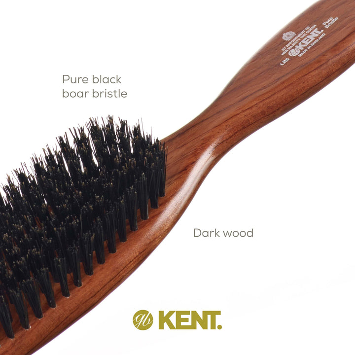 Kent LR6 Finest Dark Wood Styling Hair Brushes for Women - Natural Black Boar Bristle Hairbrush for Medium to Thick Hair of All Lengths - Dry Brush for Styling, Straightening, and Stimulating Oils