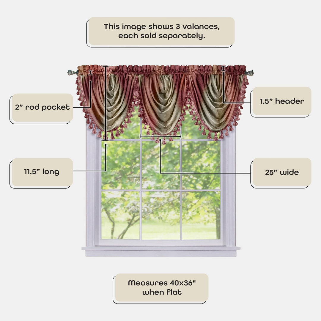 OMWFVLBU06 Ombre Waterfall Valance Burgundy