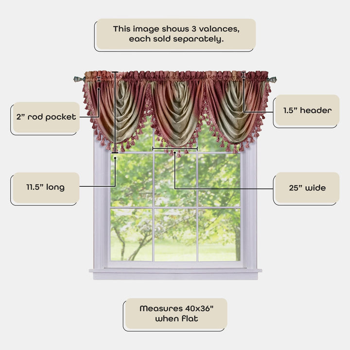 OMWFVLBU06 Ombre Waterfall Valance Burgundy