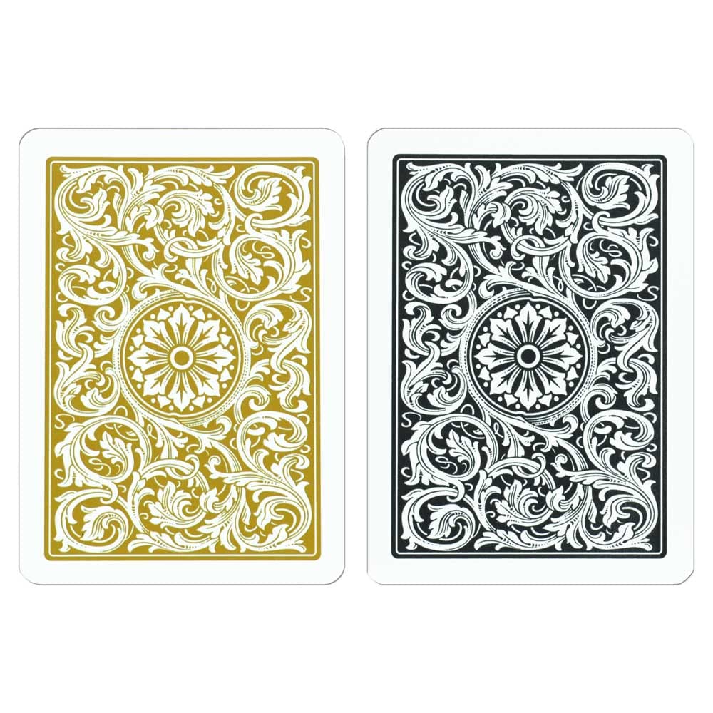1546 Design 100% Plastic Playing Cards, Poker Size (Standard) Black/Gold (Regular Index, 1 Set)