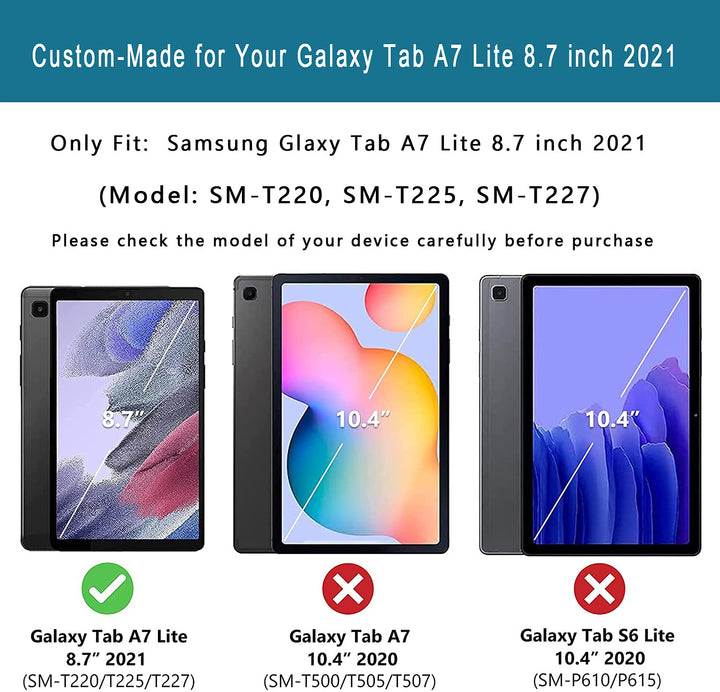DJ&amp;RPPQ Kids Case for Samsung Galaxy Tab A7 Lite 8.7 Inch 2021, Lightweight Shockproof Kid-Proof Cute Cover with Handle Kickstand for Galaxy Tab A7 Lite 8.7 Inch (SM-T220/T225/T227)-Blue