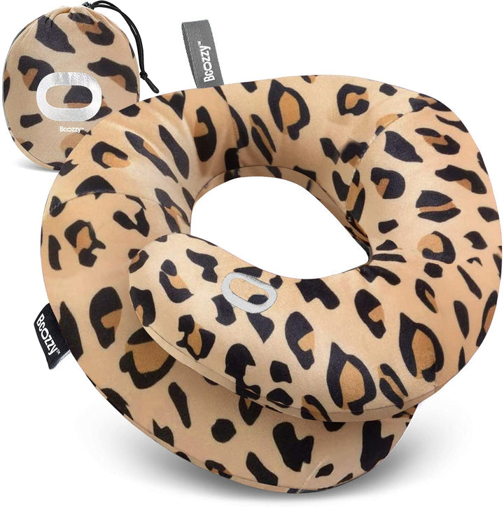 Neck Pillow for Travel Provides Double Support to The Head, Neck, and Chin in Any Sleeping Position on Flights, Car, and at Home, Comfortable Airplane Travel Pillow, Leopard