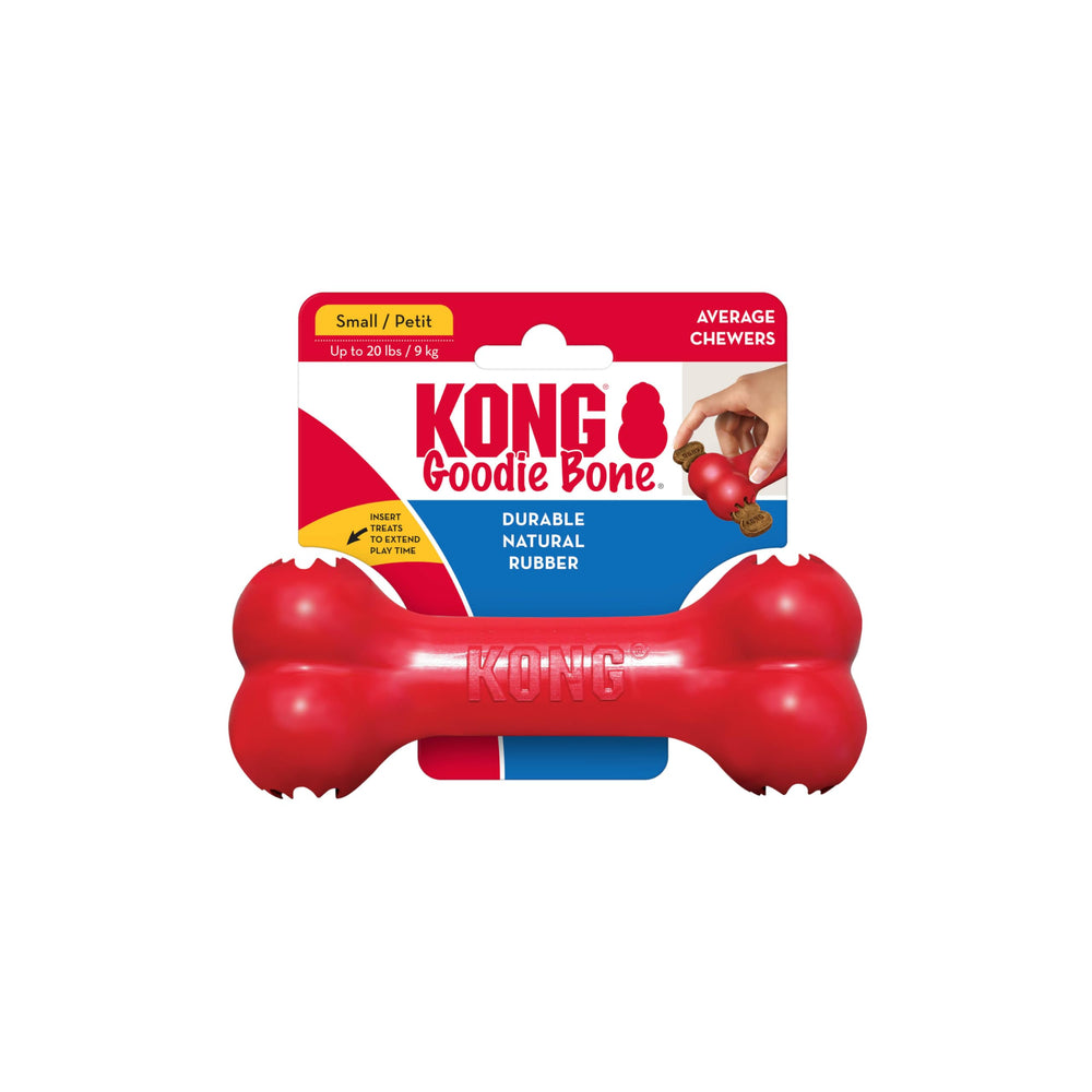 Goodie Bone - Classic Durable Natural Rubber Dog Bone, Supports Mental Engagement - Treat Dispensing - Red - for Small Dogs
