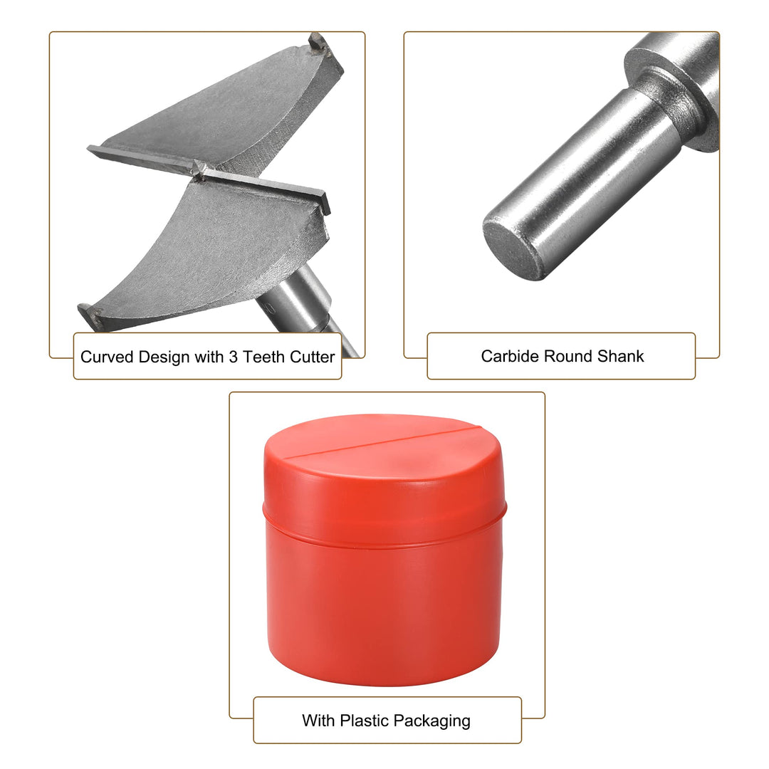 Forstner Wood Boring Drill Bit 90mm Dia. Hole Saw Carbide Alloy Steel Tip Round Shank Cutting Tool for Plywood Wood