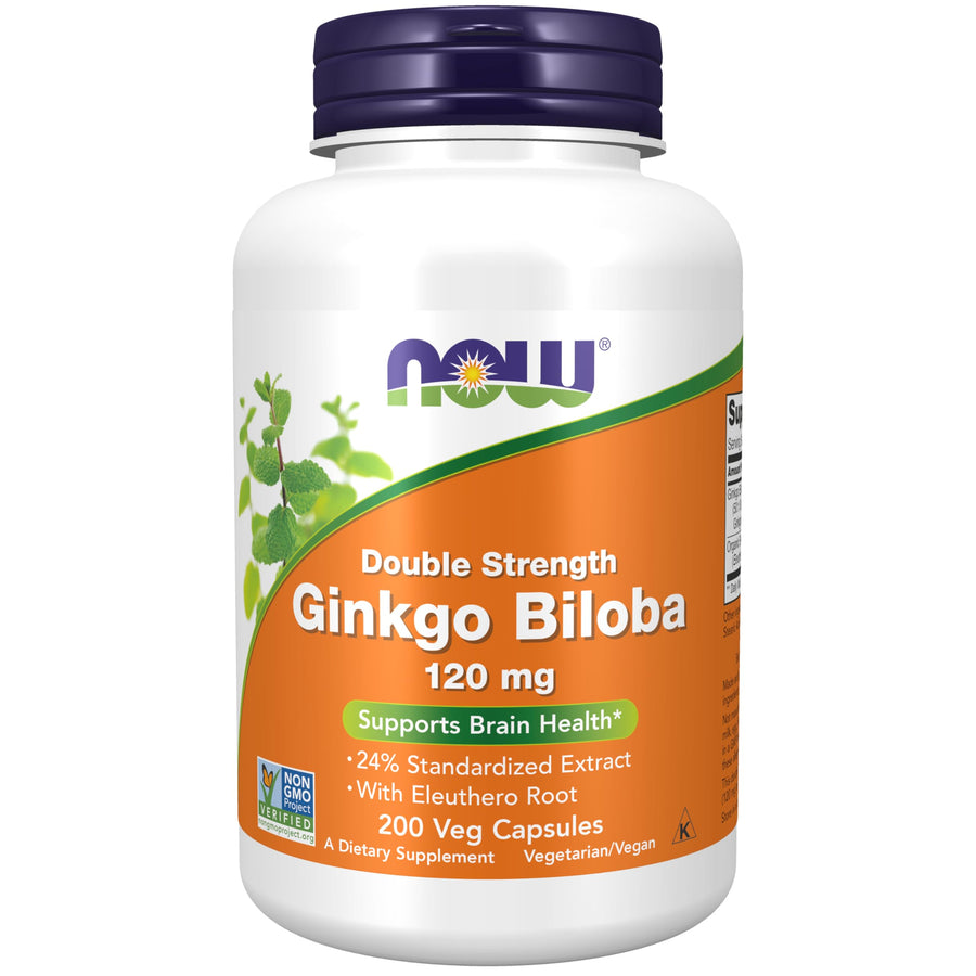 Supplements, Ginkgo Biloba 120 mg, Double Strength, Non-GMO Project Verified, 200 Veg Capsules