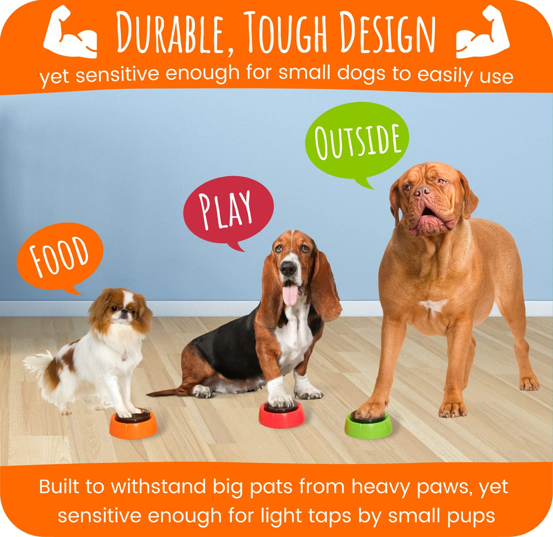 VocalPups Dog Buttons for Communication Starter Pack - Male Voice, Dog Talking Button Set, Talking Buttons for Dogs, Dog Buttons Speech Training Set | Dog Communication Buttons | Pre-Recorded Words