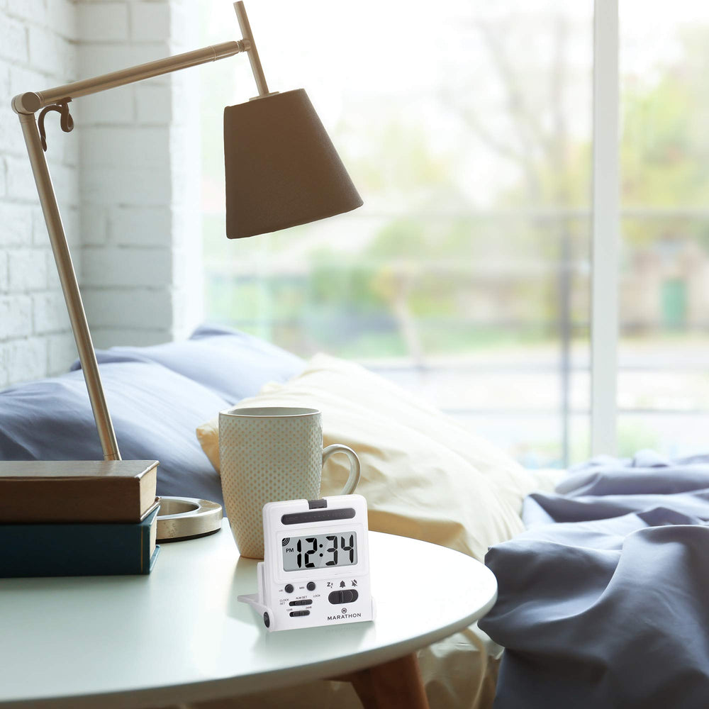 Foldable Compact Travel Alarm Clock with Locking Mechanism