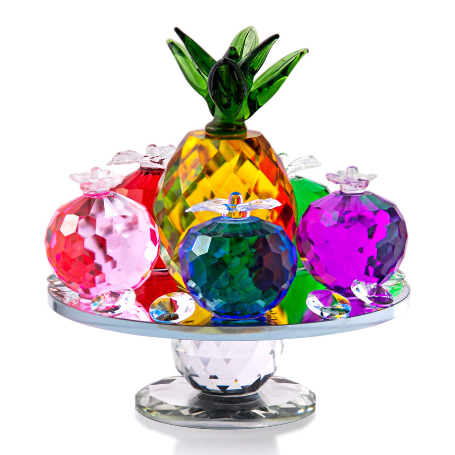 QFkris Crystal Faceted Apples and Pineapple Figurines C