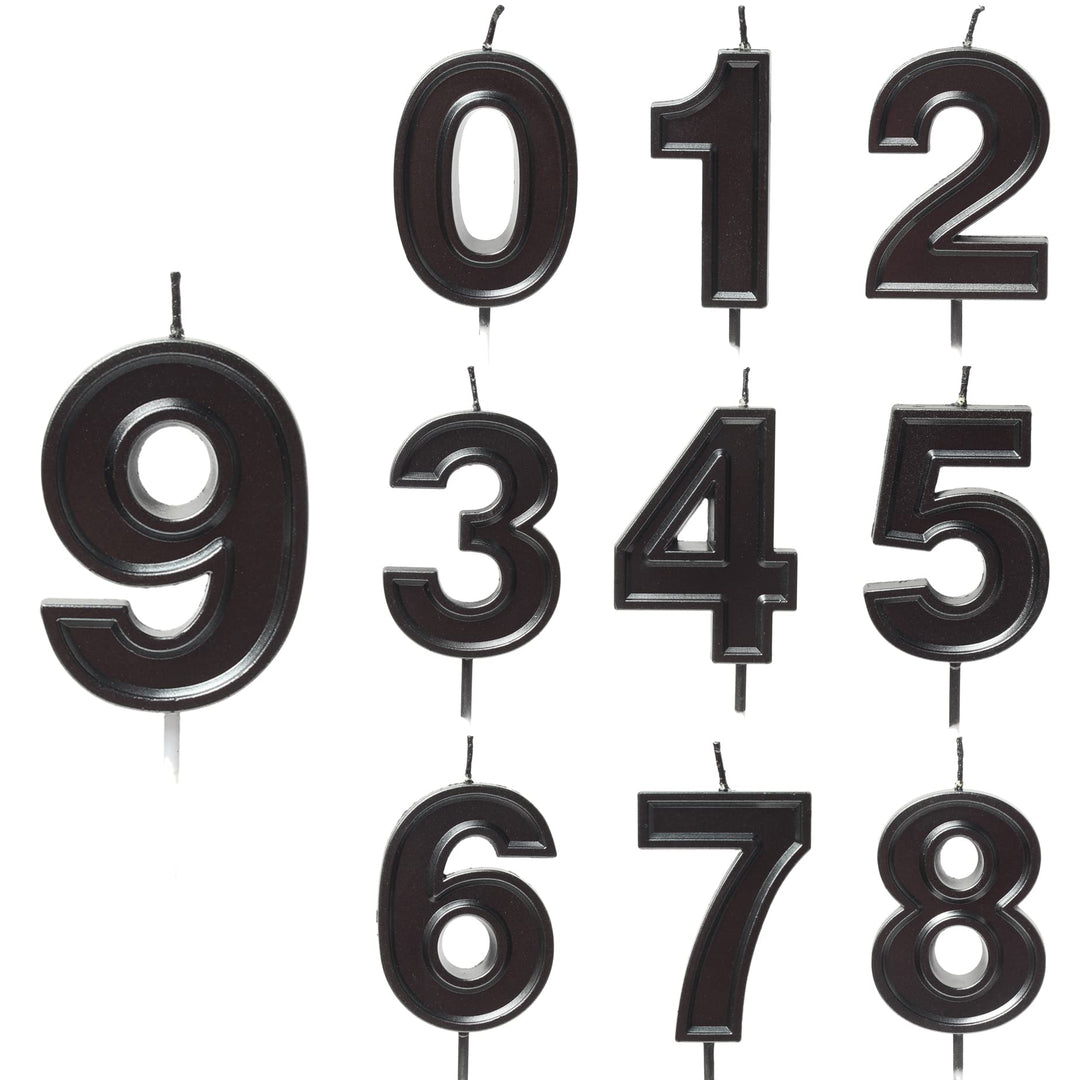 2.75 Inches Large Black Birthday Number Candles Cake Topper Kids Adults for Wedding Party Cake Decoration Supplies (8)