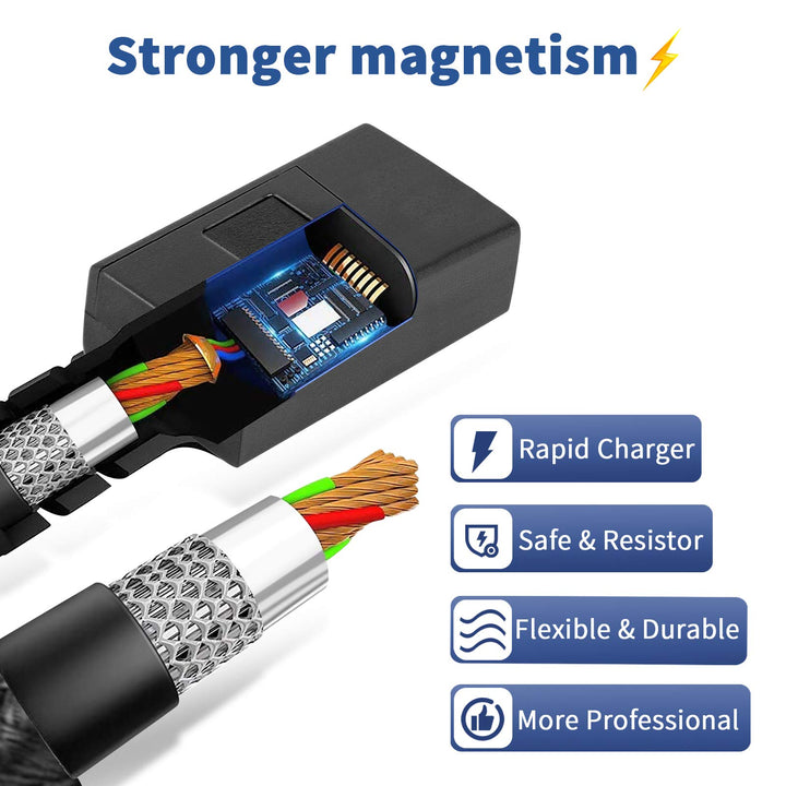 More Magetic and Stronger Rapid USB Smart Charger Cable, Nylon Fast Charging Cable (1 Pack)