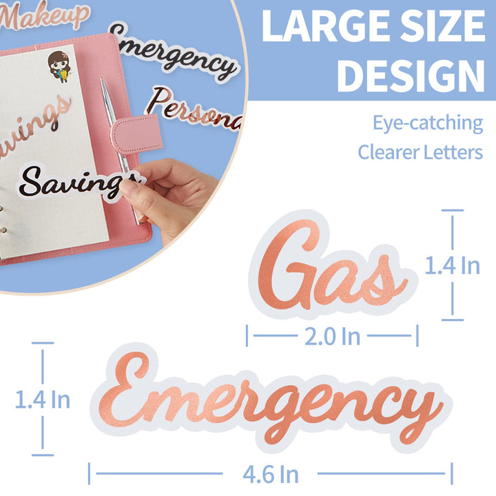 80 Cash-Envelope Budget Category Stickers - Rose Gold Vinyl Decals, Budget Binder Labels for Finance Planner &amp; A6 Cash Binder, Budgeting Category Letter Stickers for Budget Wallet, Money Organizer