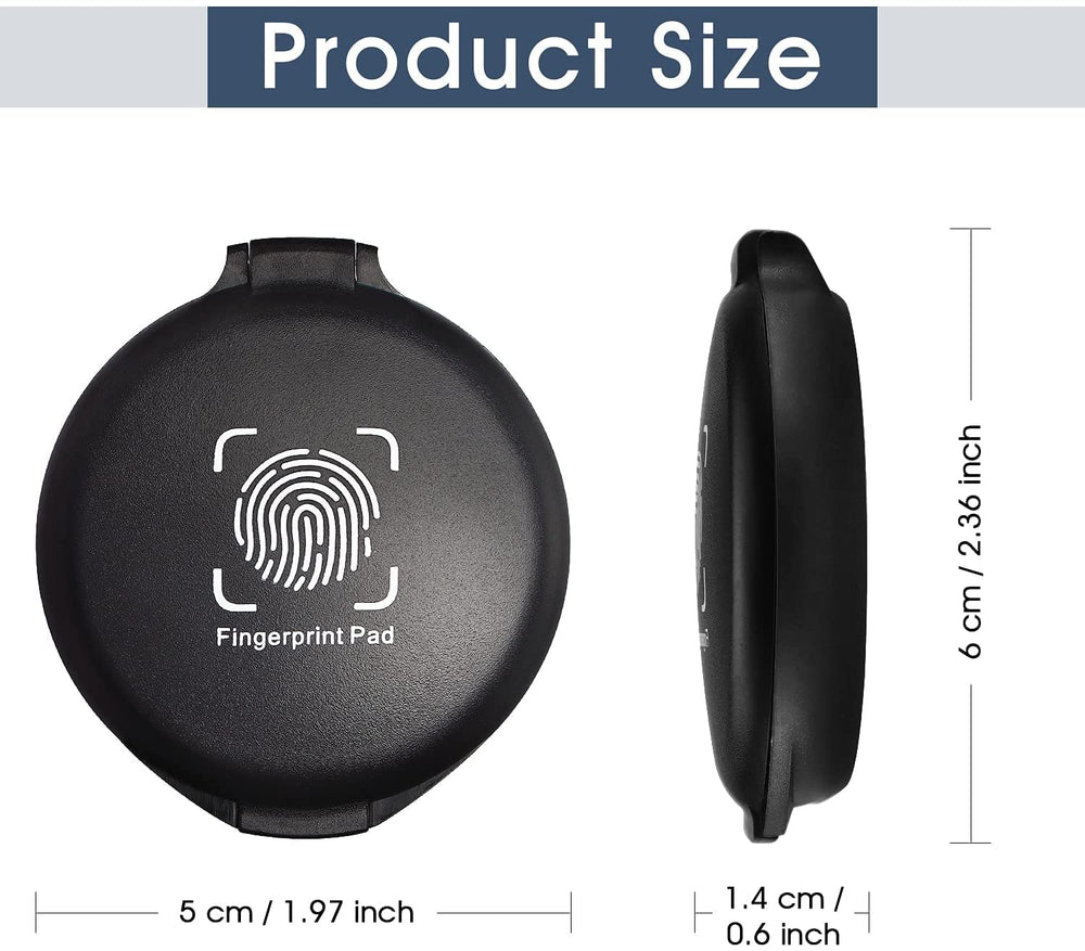 Fingerprint Ink Pad (Pack of 2) - Thumbprint Ink Pad for Notary Supplies Identification Security ID Fingerprint Cards Law Enforcement Fingerprint kit Black Ink pad Stamp pad huella dactilar