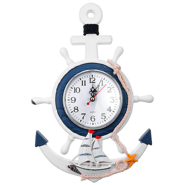 Anchor Clock Mediterranean Style Wall Clock Beach Sea T