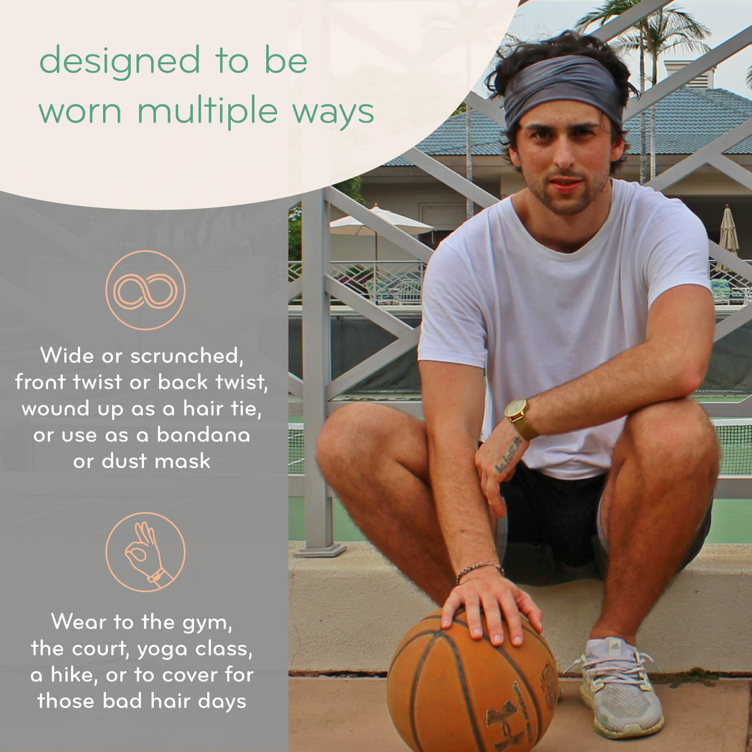 Headband for Men and Women - Durable, Plant-Based Hair Accessory - Versatile Sports Sweatband - Elastic Thick Sweat Band for Women &amp; Men - Great for Running, Yoga, Exercise- Safari Green