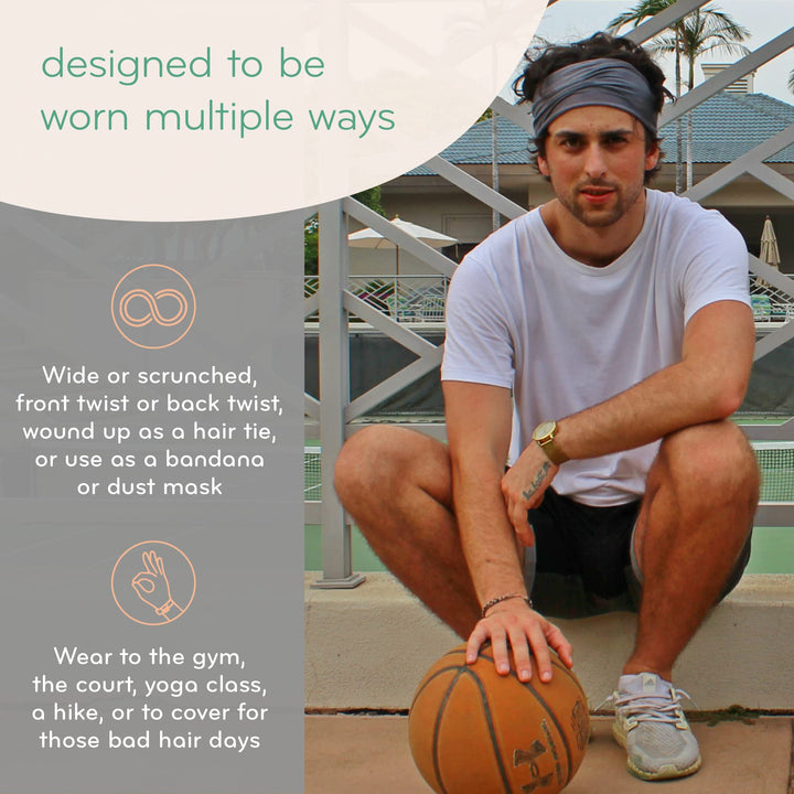 Headband for Men and Women - Durable, Plant-Based Hair Accessory - Versatile Sports Sweatband - Elastic Thick Sweat Band for Women &amp; Men - Great for Running, Yoga, Exercise- Safari Green