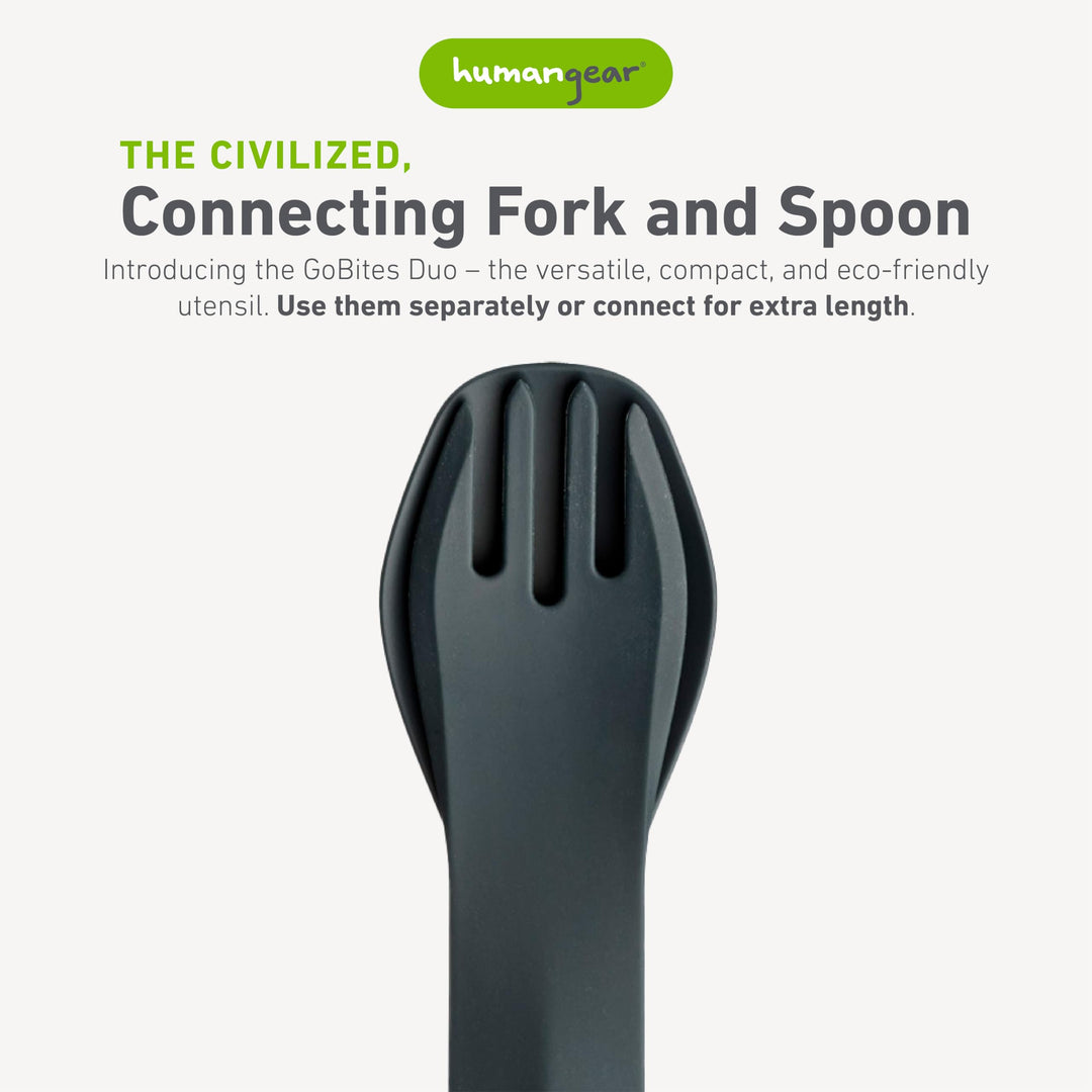 GoBites Duo | Travel &amp; Camping Utensils | Portable &amp; Convertible Dining Ware | Multi-Functional Spork, Gray