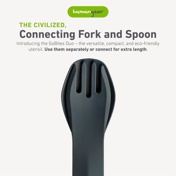 GoBites Duo | Travel &amp; Camping Utensils | Portable &amp; Convertible Dining Ware | Multi-Functional Spork, Gray