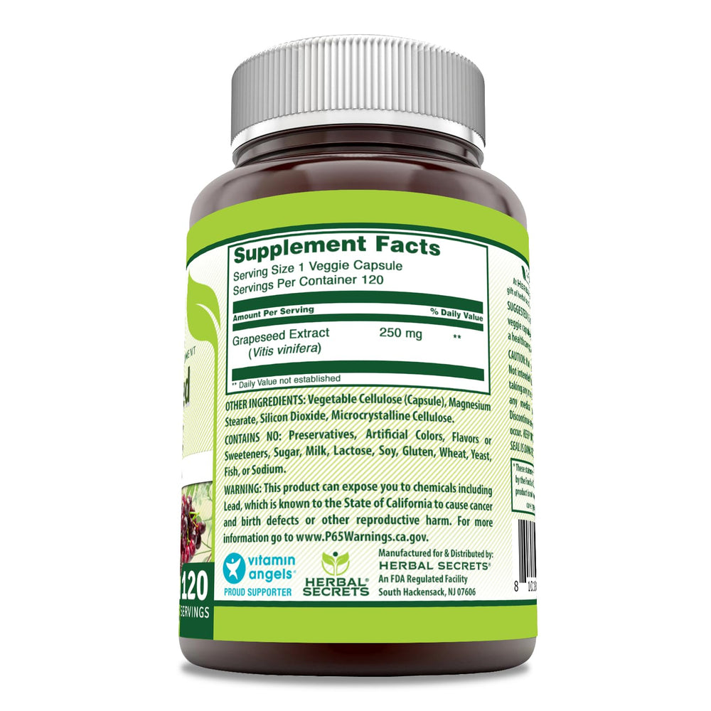 Herbal Secrets Grapeseed Extract 250 Mg 120 Capsules