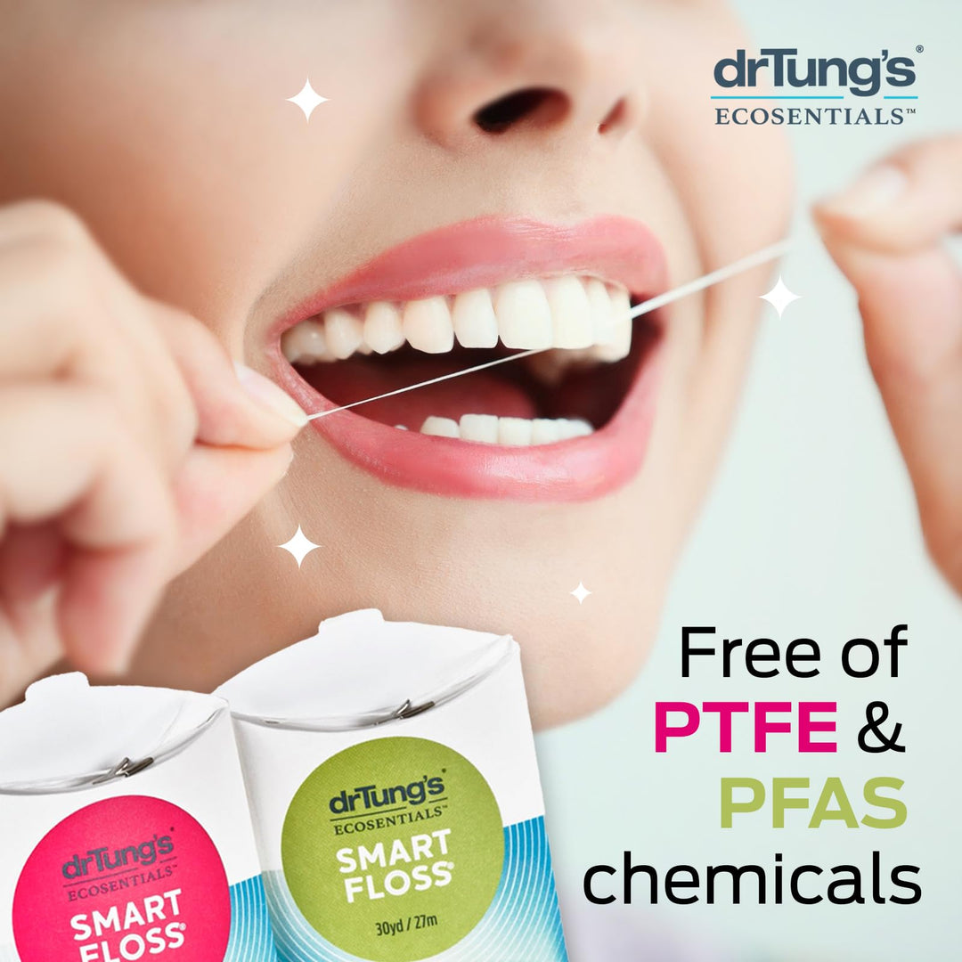 DrTung&#39;s Smart Floss - Natural, PTFE &amp; PFAS Free Floss, Gentle on Gums, Expands &amp; Stretches, BPA Free Floss - Natural Dental Floss Cardamom Flavor (Pack of 3)