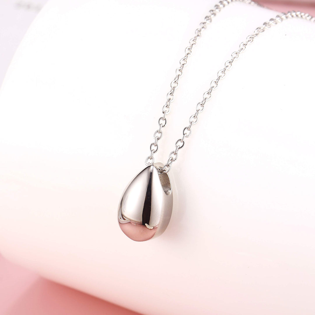Teardrop Memorial Keepsake Ashes Urn Pendant Necklace Stainless Steel Cremation Jewelry (Silver)