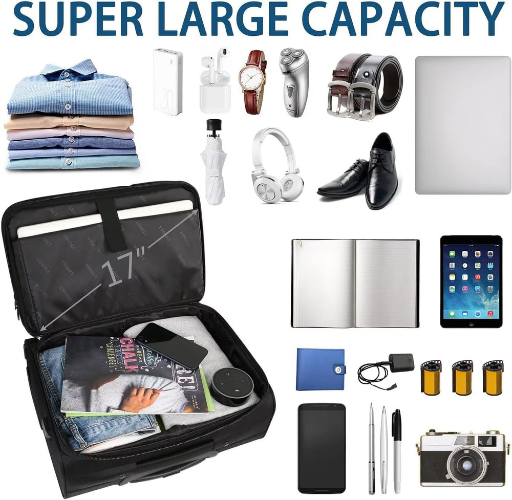 Rolling Laptop Bag, 17 Inch Rolling Briefcase for Men W
