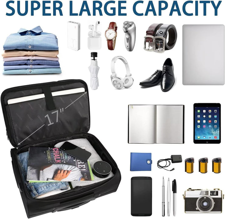 Rolling Laptop Bag, 17 Inch Rolling Briefcase for Men W