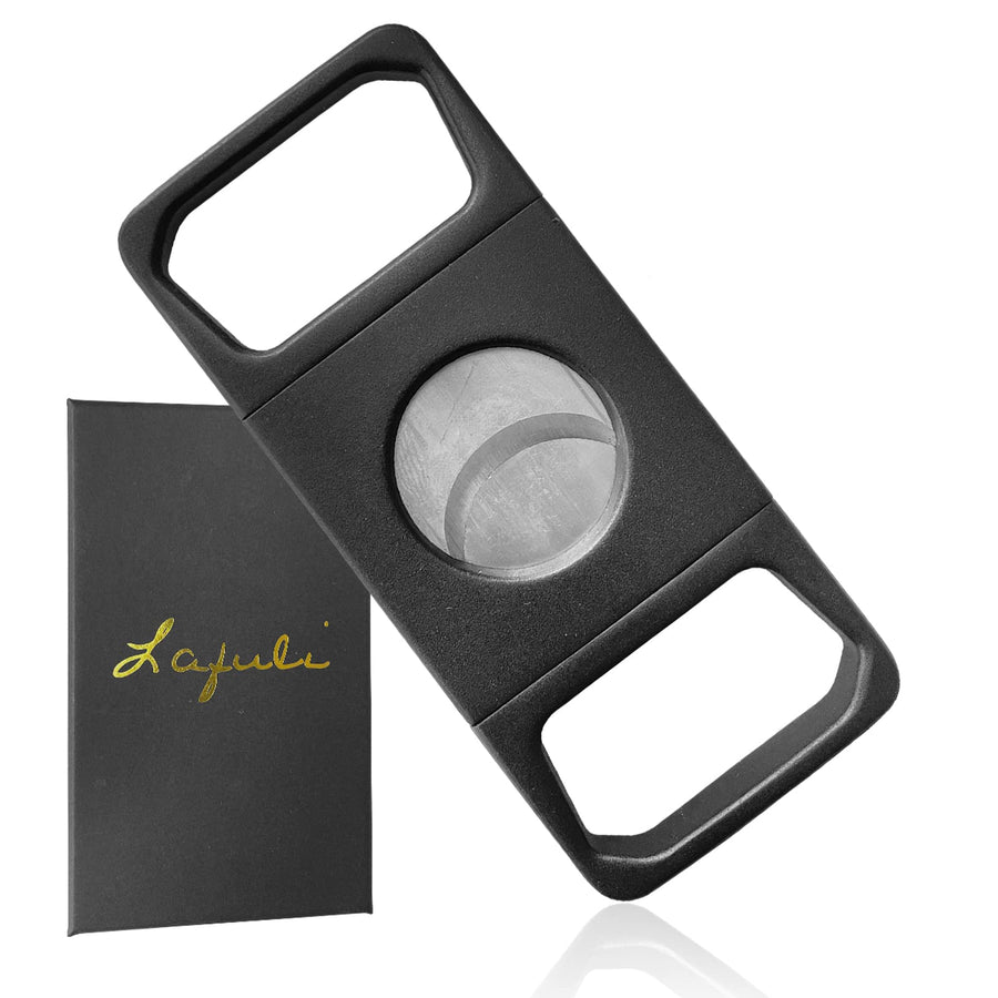 Black Sandblasted Cigar Cutter with Double Blades, LAFU